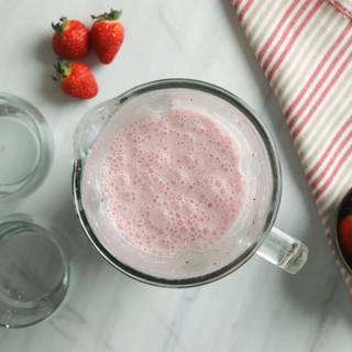 Make sure all the strawberry slices are completely chopped and finally have a smooth and thick liquid.