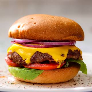 Your burger is ready now and you can enjoy it with some mustard or ketchup.