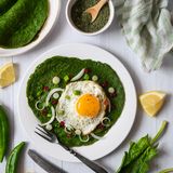 Fried Eggs Breakfast Spinach Crepes