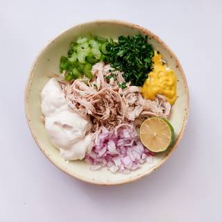 Chop the onion, celery, and parsley into very small pieces.