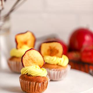 At last, you can decorate your cupcakes with frosting, cream cheese, or dried apples and enjoy it.
