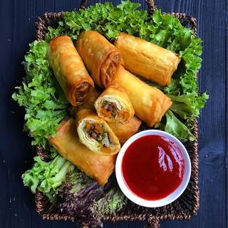 Now your delicious beef egg rolls are ready to enjoy.
