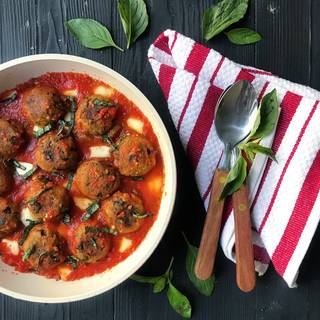 Your delicious eggplant meatballs are ready to enjoy.