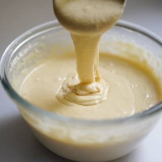 Whisk until the ingredients are well blended and the viscosity of your batter is the same as the picture.
