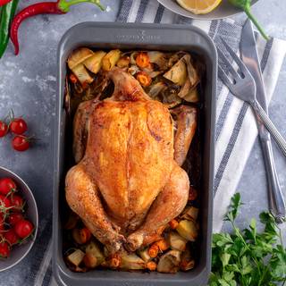 Roast chicken with vegetables