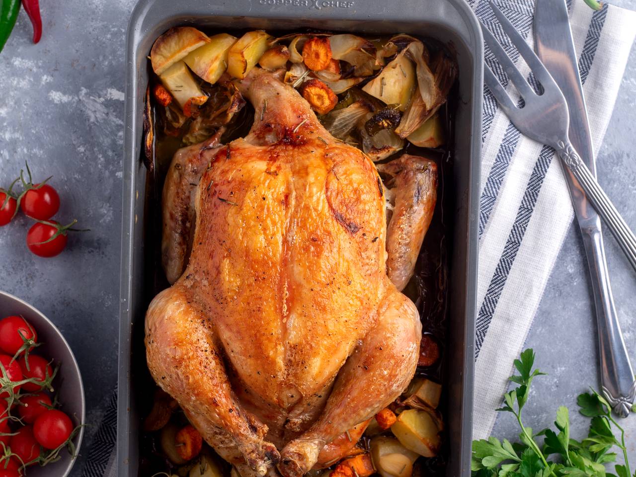 Roast chicken with vegetables