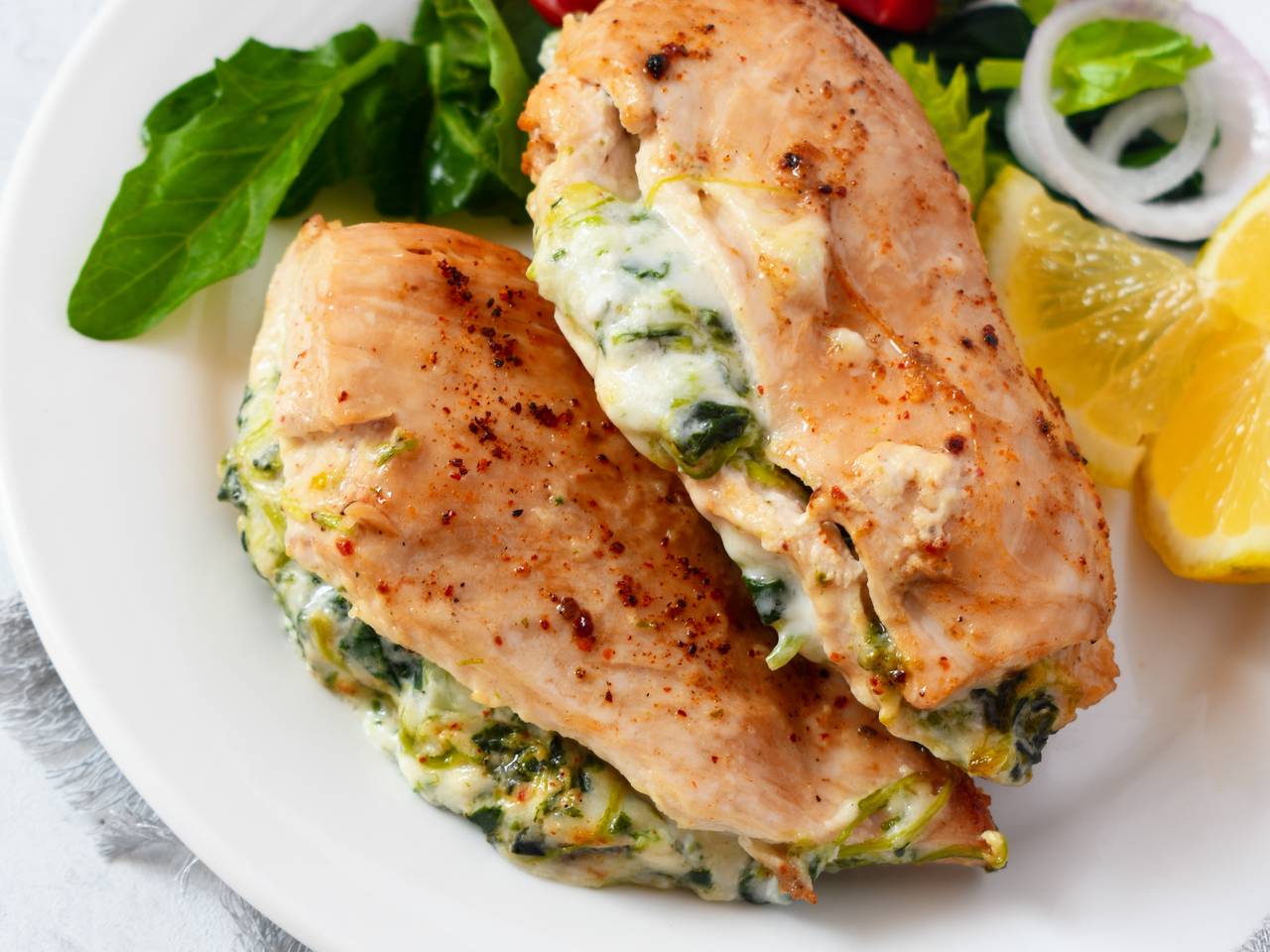 Cheesy Spinach Stuffed Chicken Breasts 