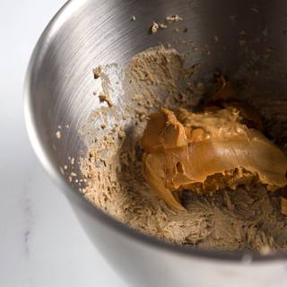 Now add the peanut butter and mix it with butter for about 1 to 2 minutes.