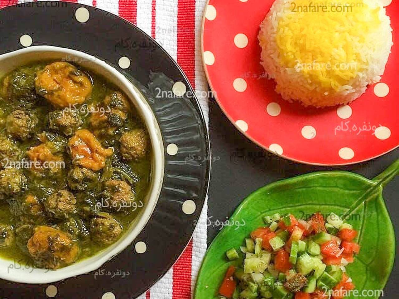 Persian Spinach Plum Stew with Meatballs (Khoresht Aloo Esfenaj)