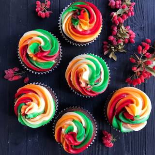 Your colorful buttercream is ready to decorate your delicious cupcakes with and enjoy.