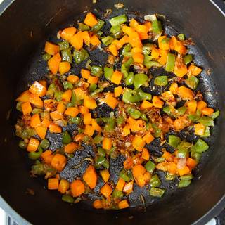 Give it some time at this stage for the vegetables to fry and soften up. 6-7 minutes should do the job. 