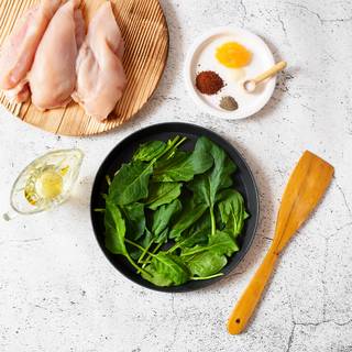 add the washed and chopped spinach into the pan and steam it 