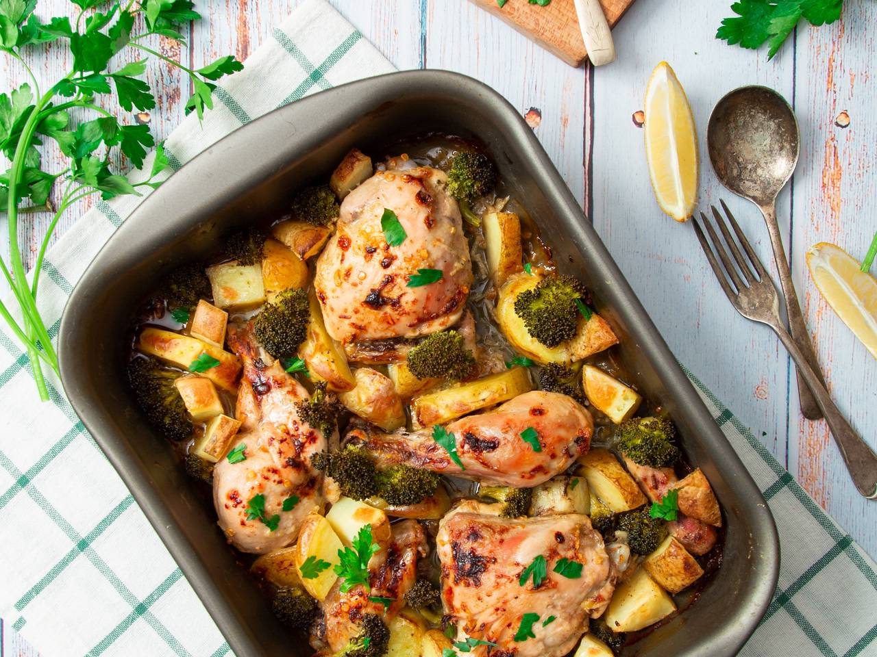 Baked Chicken Legs and Vegetables