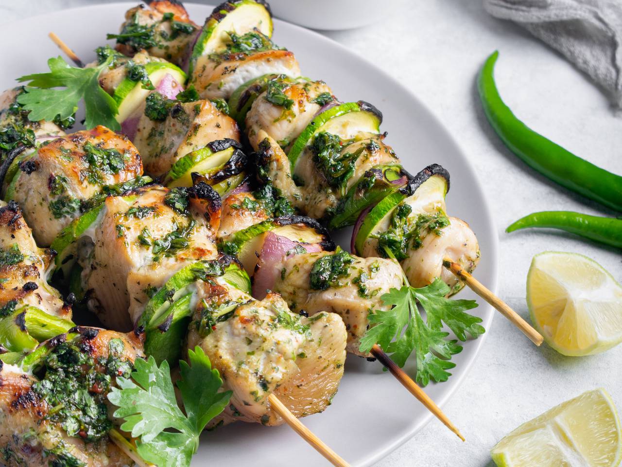 Grilled Chimichurri Chicken Skewers