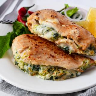 Your stuffed chicken is ready to eat. you can add all kinds of vegetables you like to this recipe 